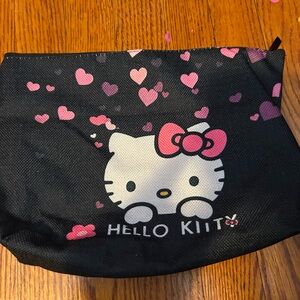 Hello Kitty Kids Black and Pink Heart Cosmetic Pouch
